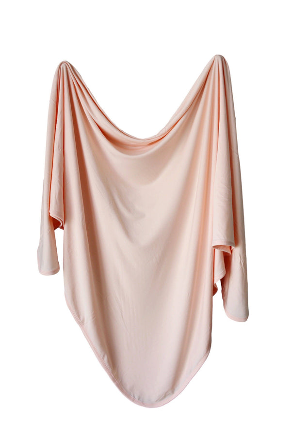 Blush pink bamboo baby swaddle blanket
