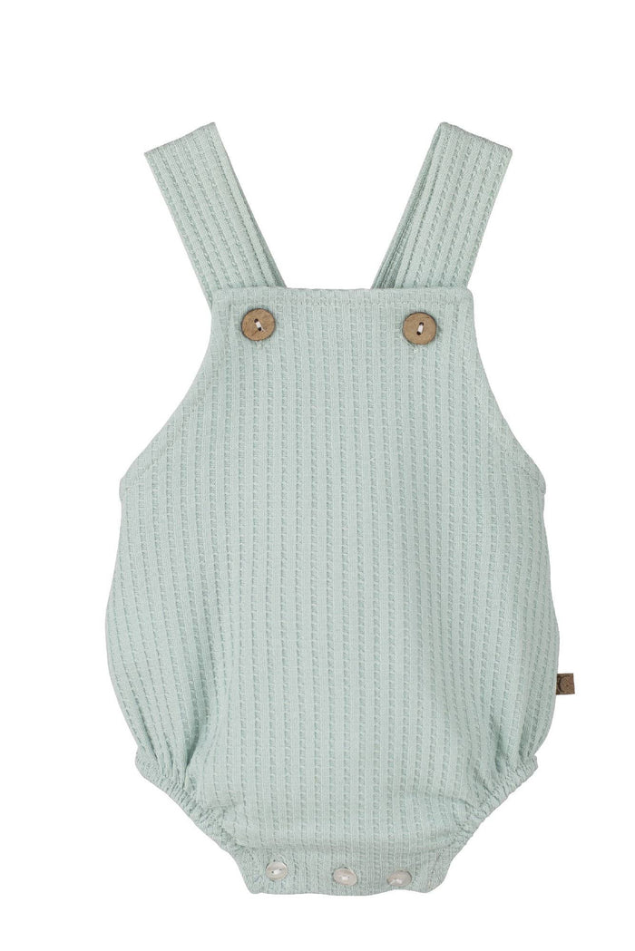 Mint knit cotton baby overalls