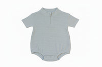 Waffle Knit Bubble Romper – Soft Blue