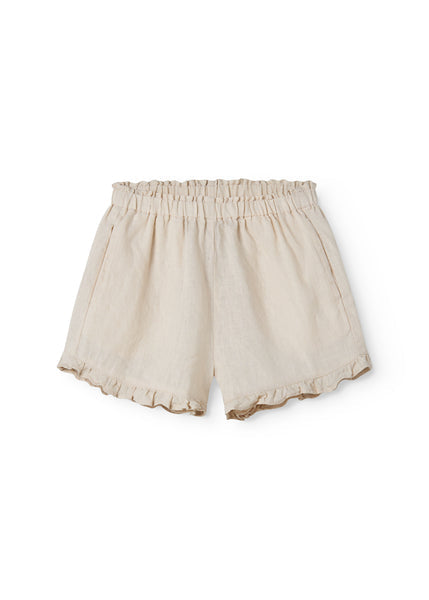 Cream frill toddler shorts in cotton