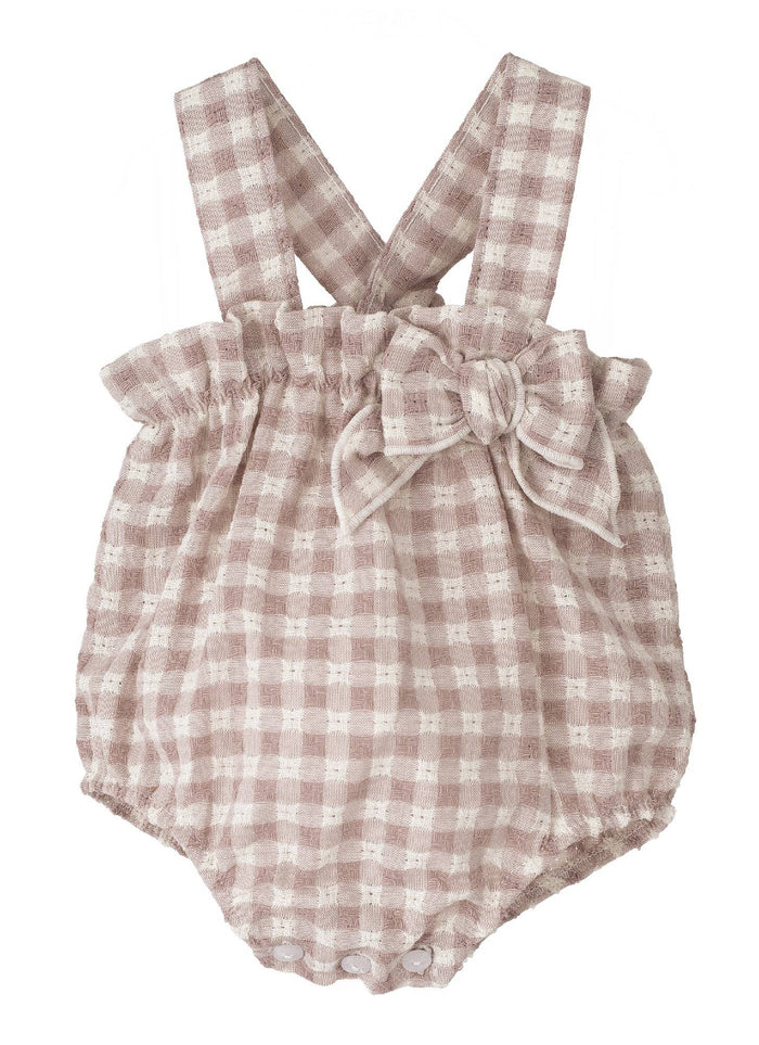 Aegean nude cotton baby girl overalls