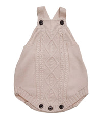 Cable Knit Sleeveless Cotton Romper