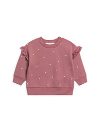 Fleece Ruffle Sleeve Pullover Sweatshirt