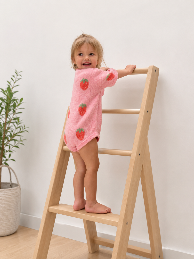 Strawberry Print Cotton Romper