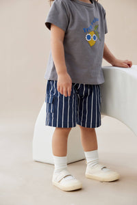 Toddler Cargo Shorts-Navy Stripes