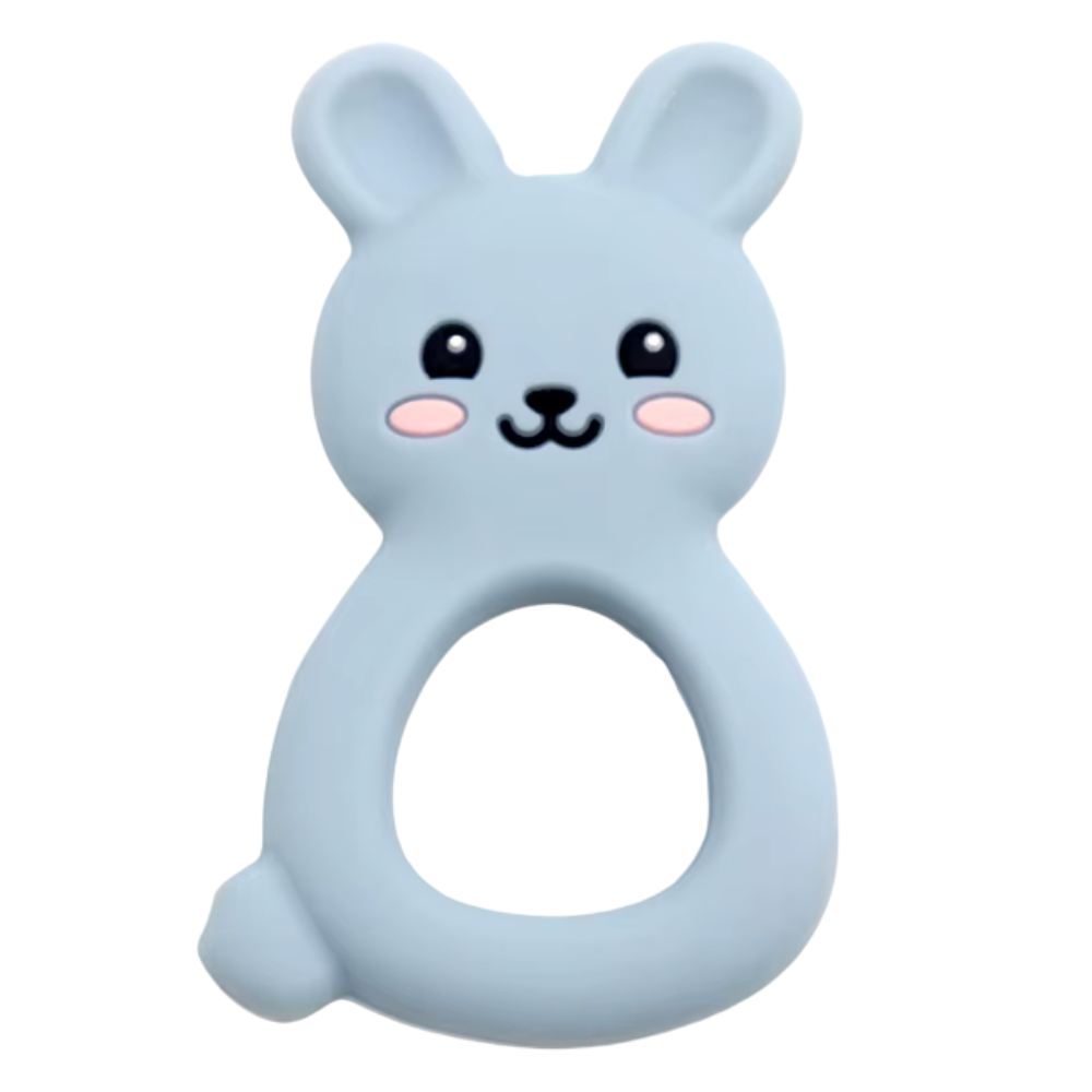 Bunny Silicone Baby Teether – Dusty Blue