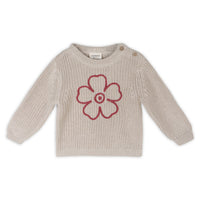 Flower Embroidered Chunky Knit Baby Sweater