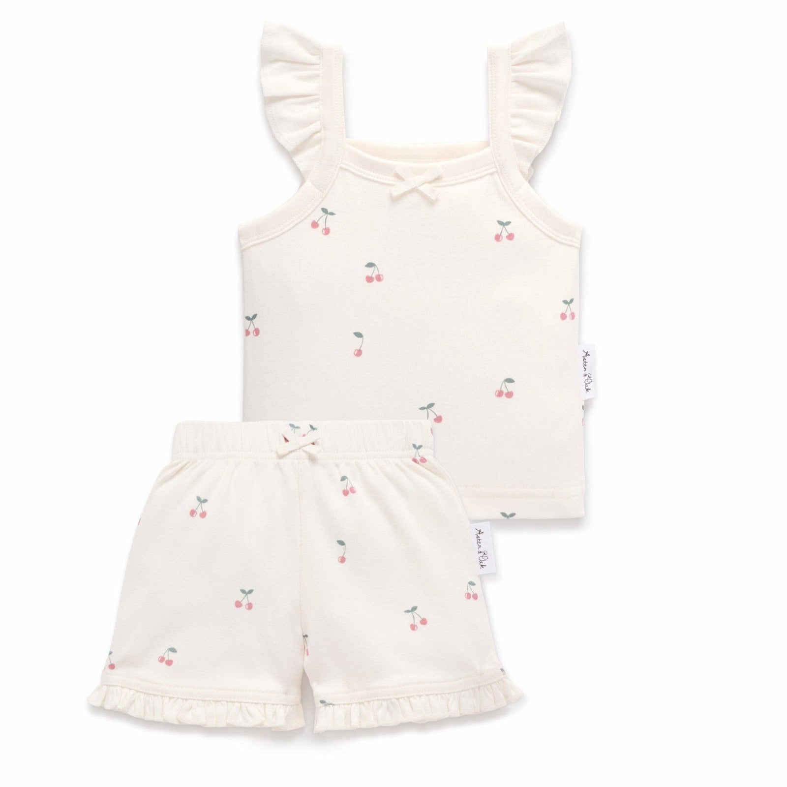 Cherry Print Ruffle Top & Shorts Set