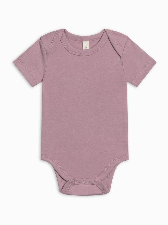 Fog grey short-sleeve baby bodysuit
