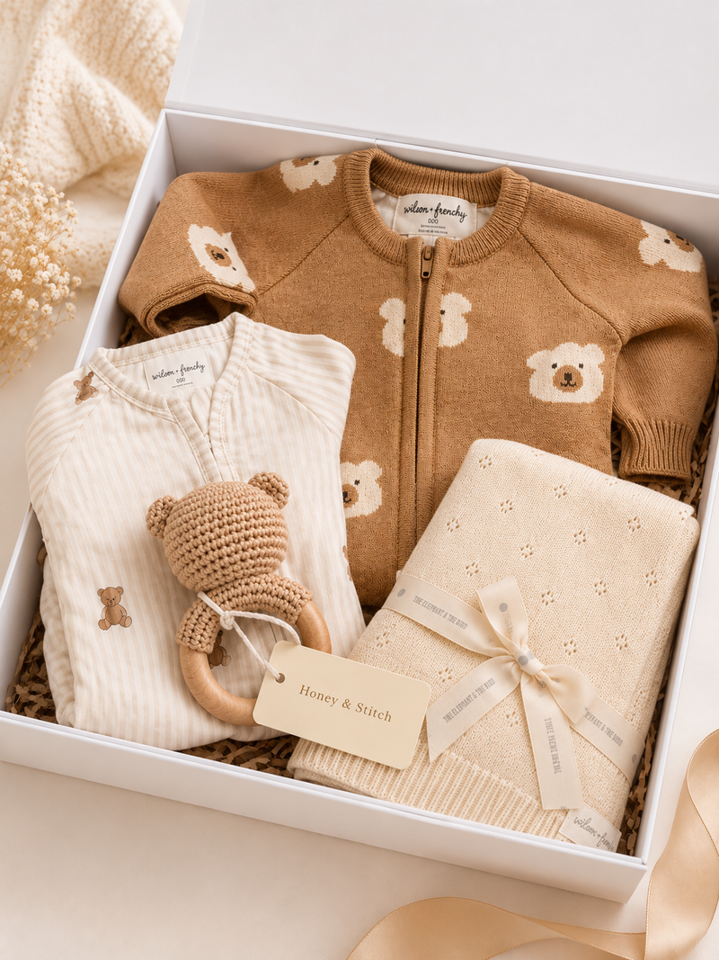 Sleepy Bear Newborn Essentials Box - 0-3 Months (Australian Brand)