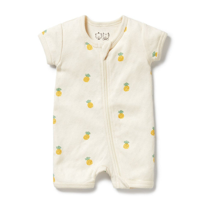 Organic pointelle boyleg baby zipsuit, footed sleeper