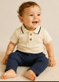 Bamboo Polo & Striped Baggy Pant Baby Outfit (18-24M)