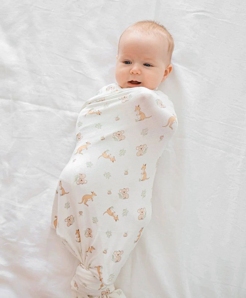 Bamboo Baby Swaddle Wrap — Kangaroo & Koala