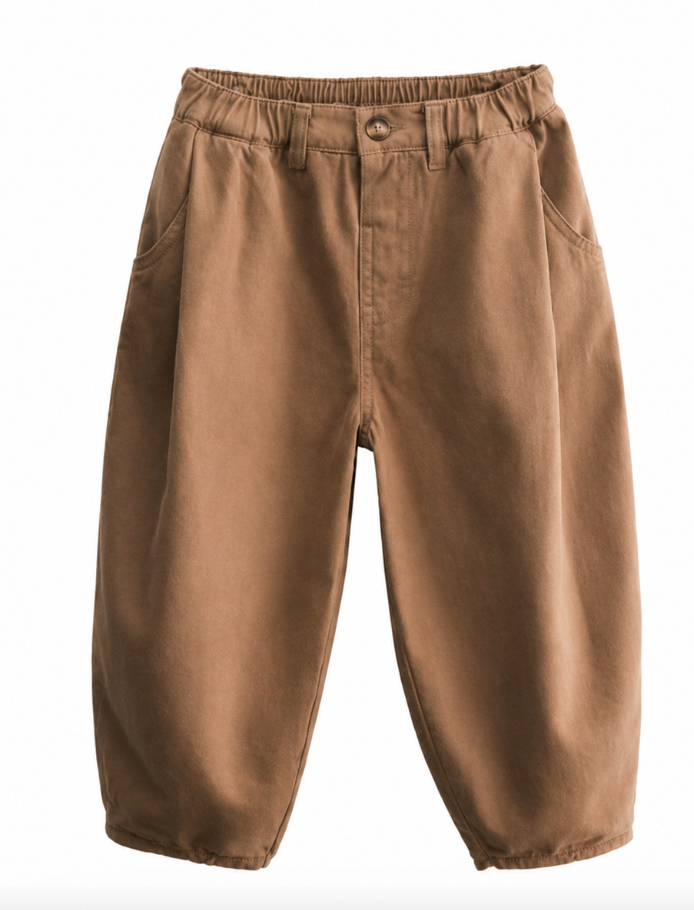 Brown toddler pants on a white background