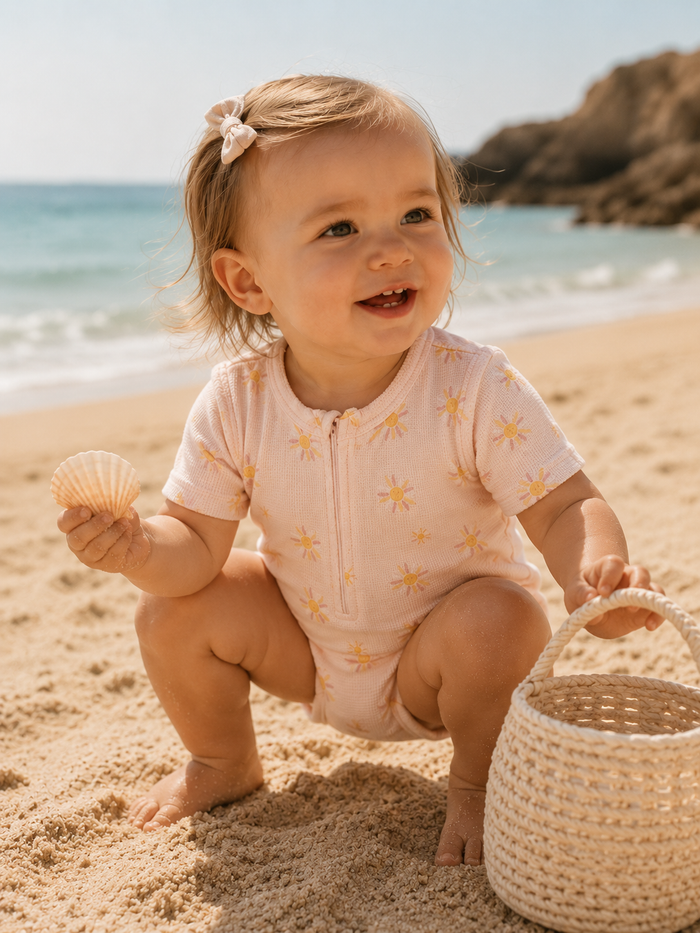 Coastal Days two-piece organic cotton baby romper set