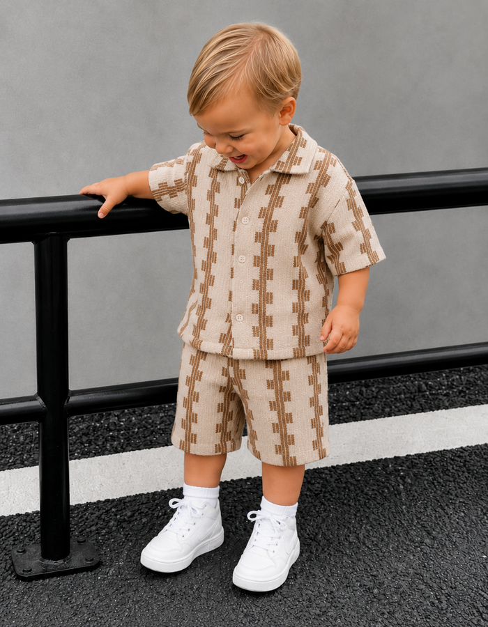 Textured baby shirt and shorts set, pre-loved
