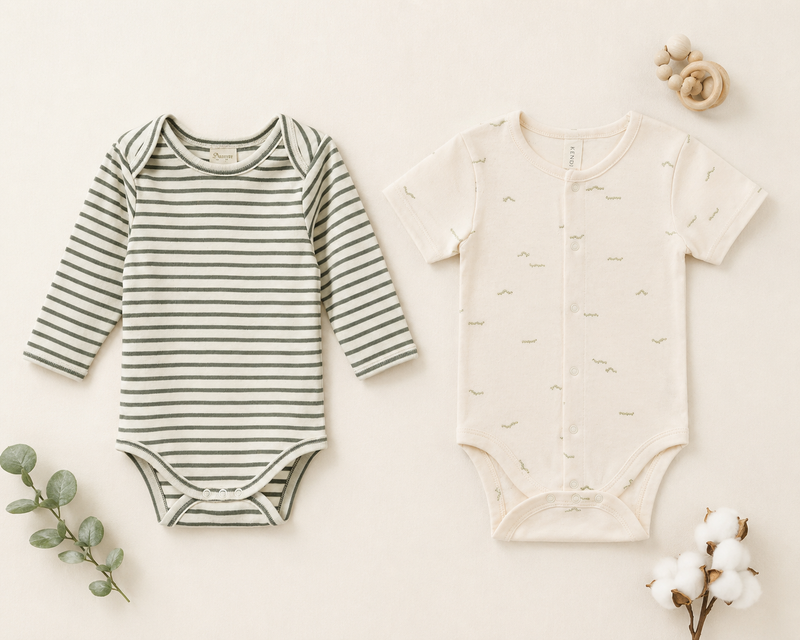 Stripes Cotton Long Sleeve Bodysuit and Caterpillar Bodysuit Organic Set