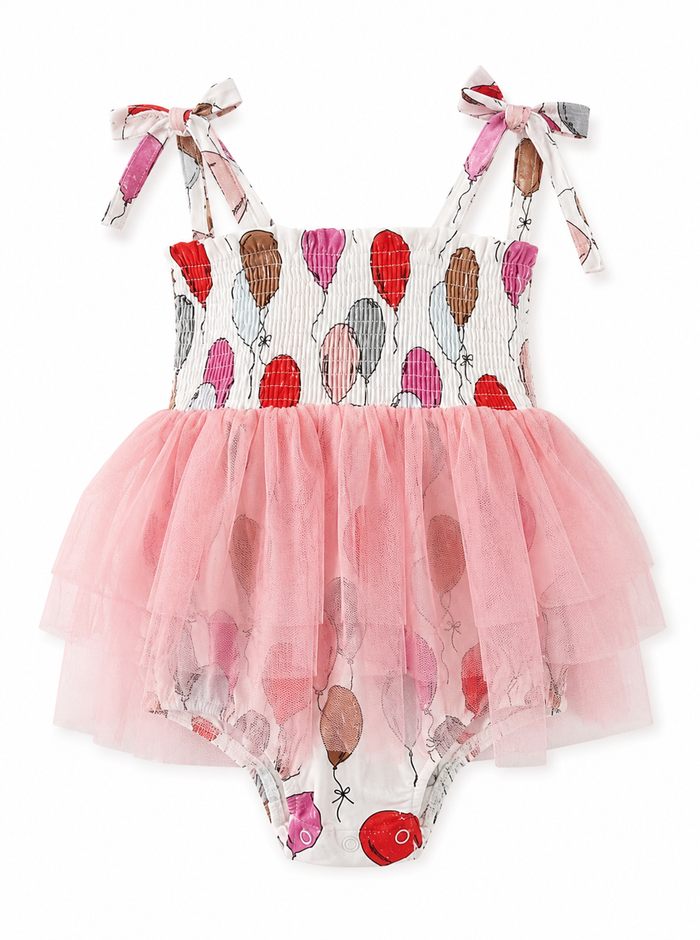 Balloon print tulle tutu baby bubble romper