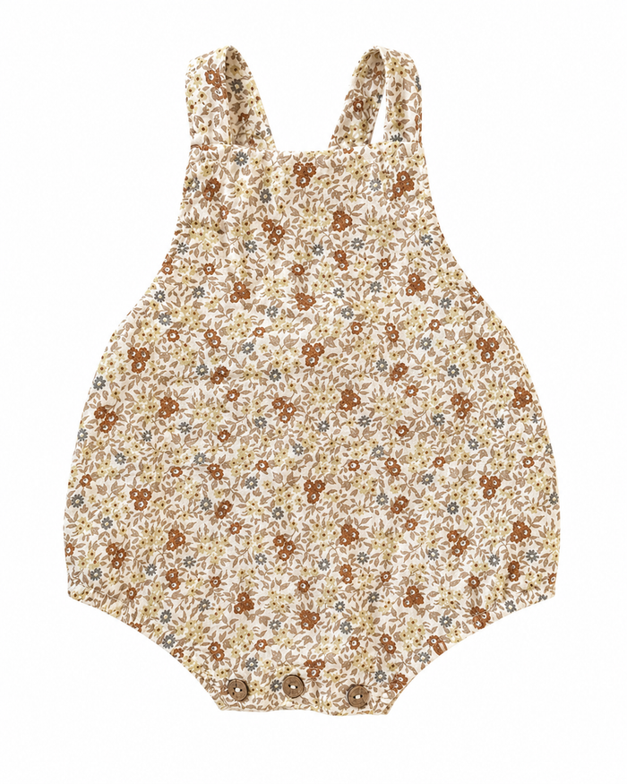 Flower field print cotton baby romper, pre-loved