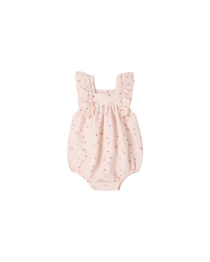 Heart confetti print cotton baby romper