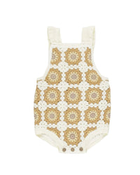 Geometric Open-Knit Crochet Romper