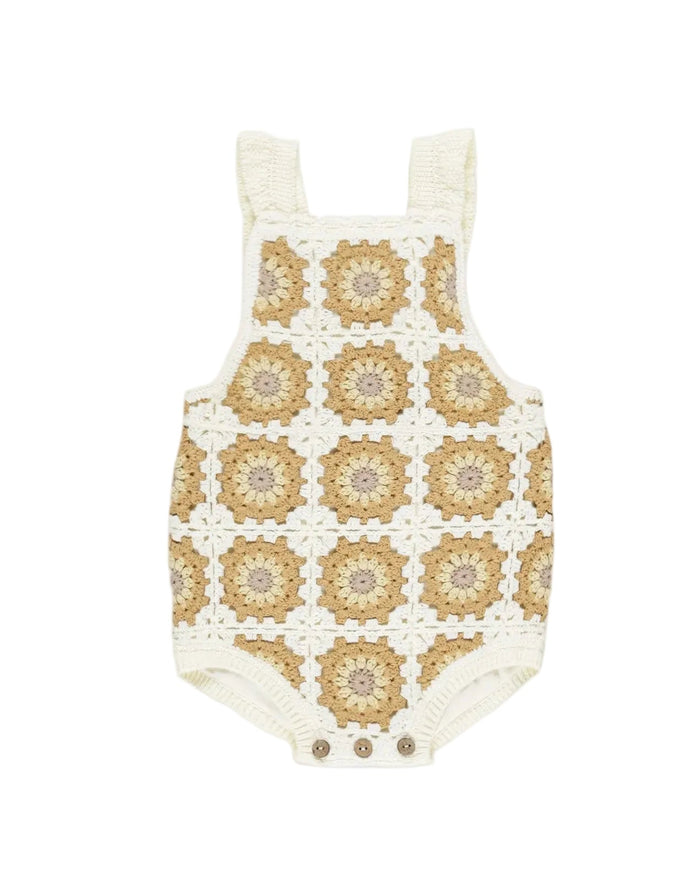Geometric crochet knit baby romper