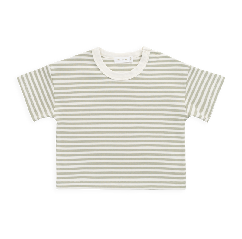 Pima Cotton Wesley Tee — Lichen Stripe