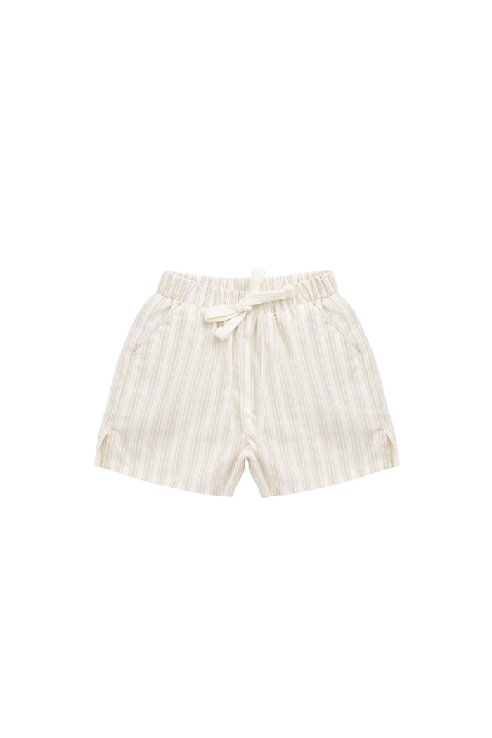 Tan stripe organic cotton baby shorts