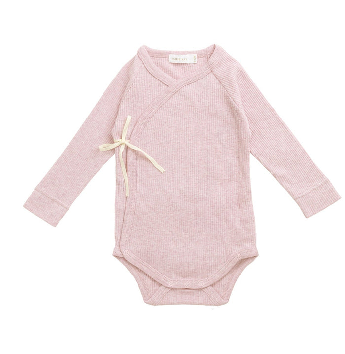 Chalk marle organic cotton long-sleeve baby bodysuit