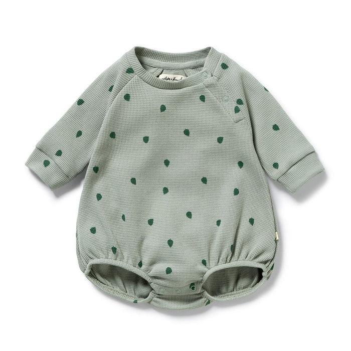 Dotted organic waffle baby bodysuit