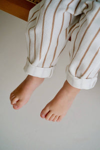Terry Cotton Pants — Cappuccino Stripe