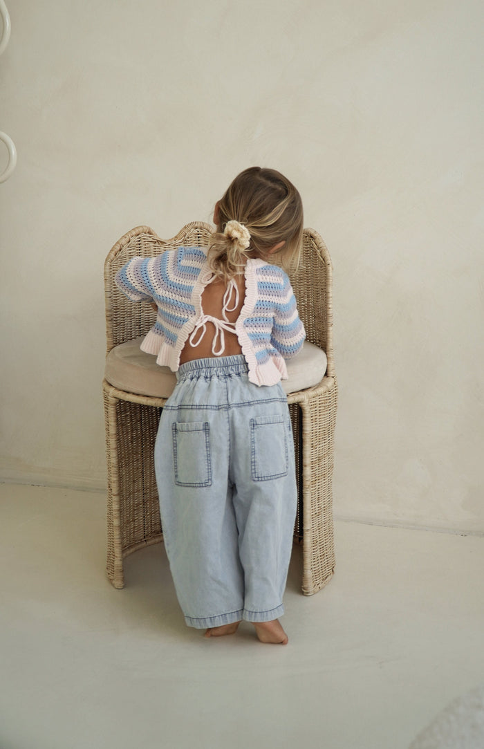 Luna stripe crochet knit baby top