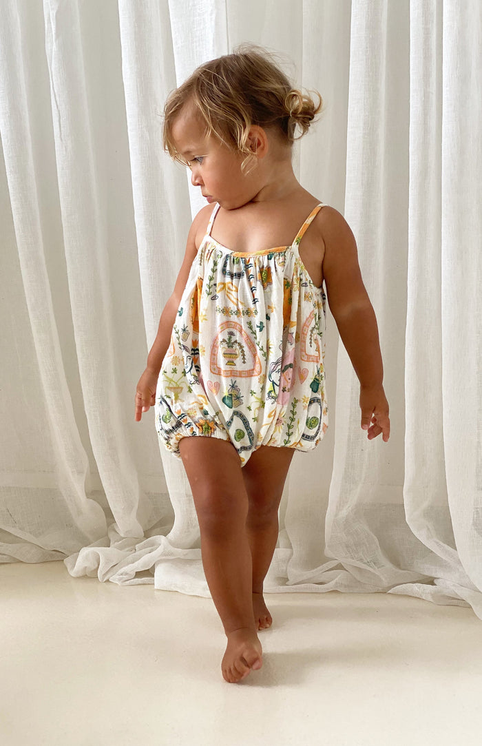Meditessa linen baby romper, summer one-piece