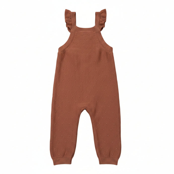 Berry pointelle knit baby overalls, pre-loved