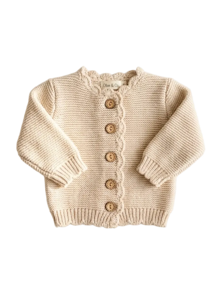 Cotton Knit Cardigan — Wooden Buttons — Honey & Stitch baby & toddler clothing