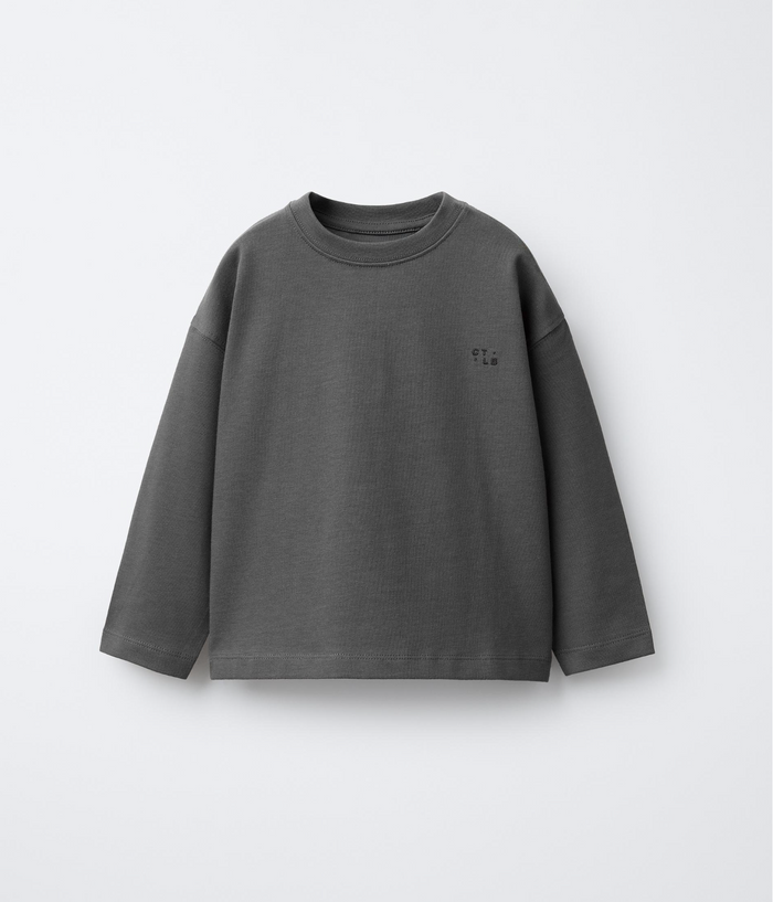 Pearl Gray Heavyweight Embroidered Tee