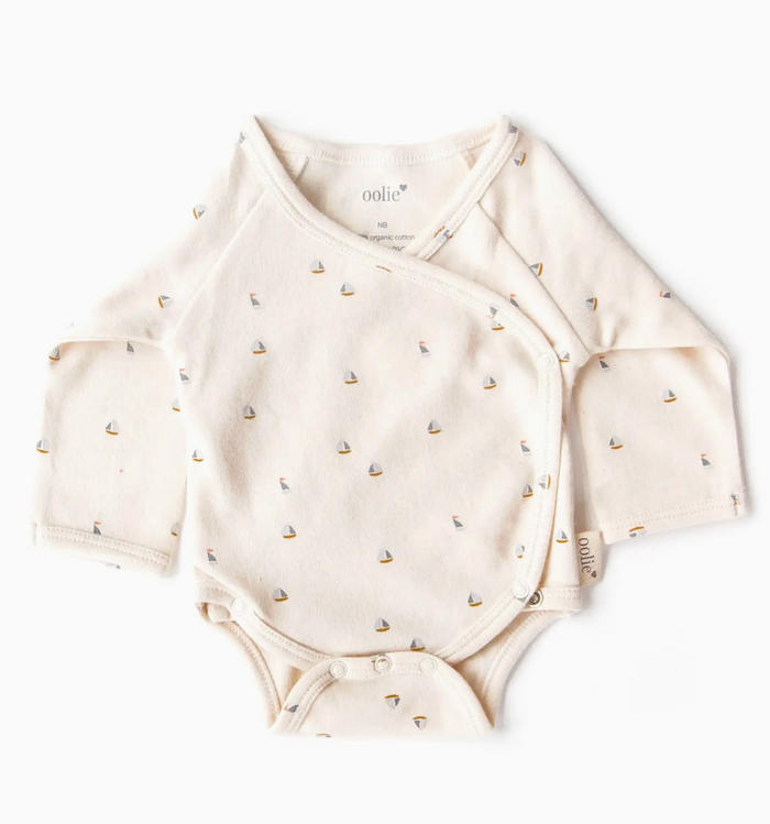 Schooner print organic baby bodysuit
