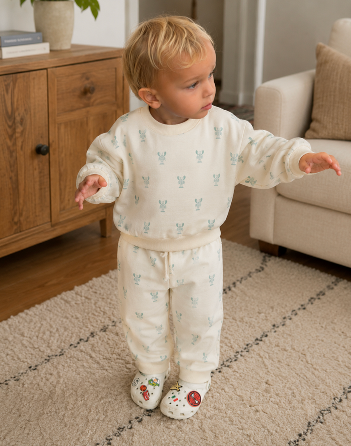 Lobster print baby sweatshirt and pants set