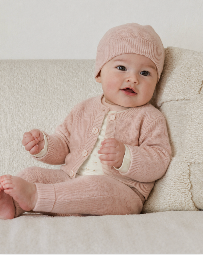 Knit Cardigan & Pant Set – Heathered Rose (Quincy Mae)