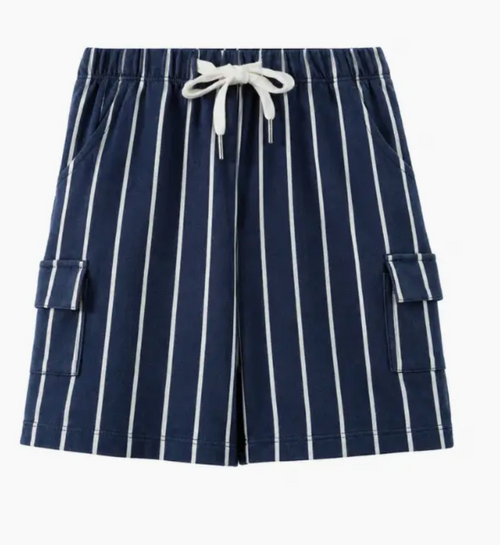 Toddler Cargo Shorts-Navy Stripes