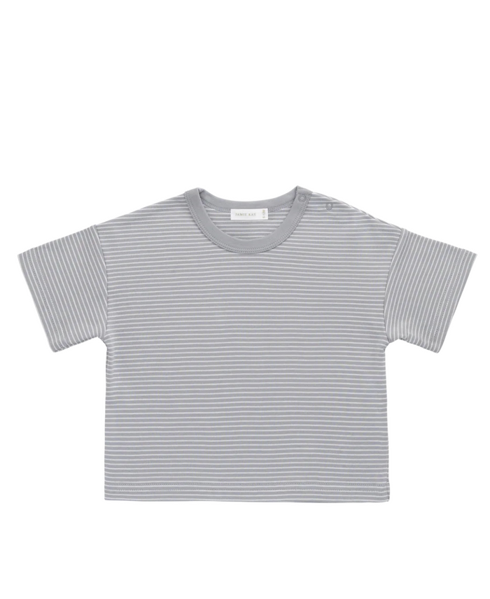 Parchment fine stripe Pima cotton baby tee