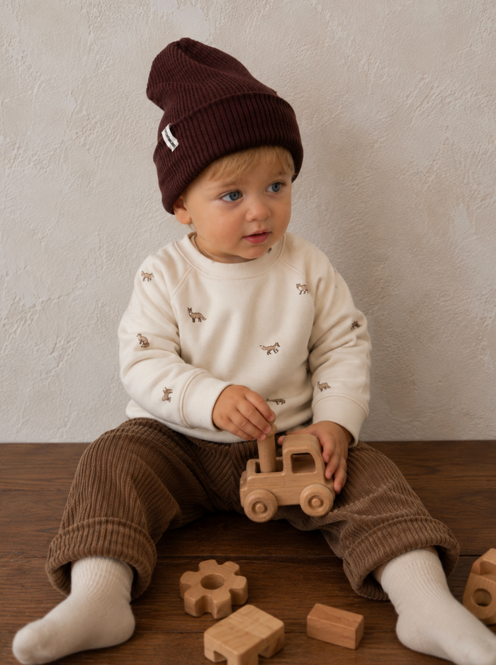 Lightweight Organic Cotton Baby Pullover – Fox Print