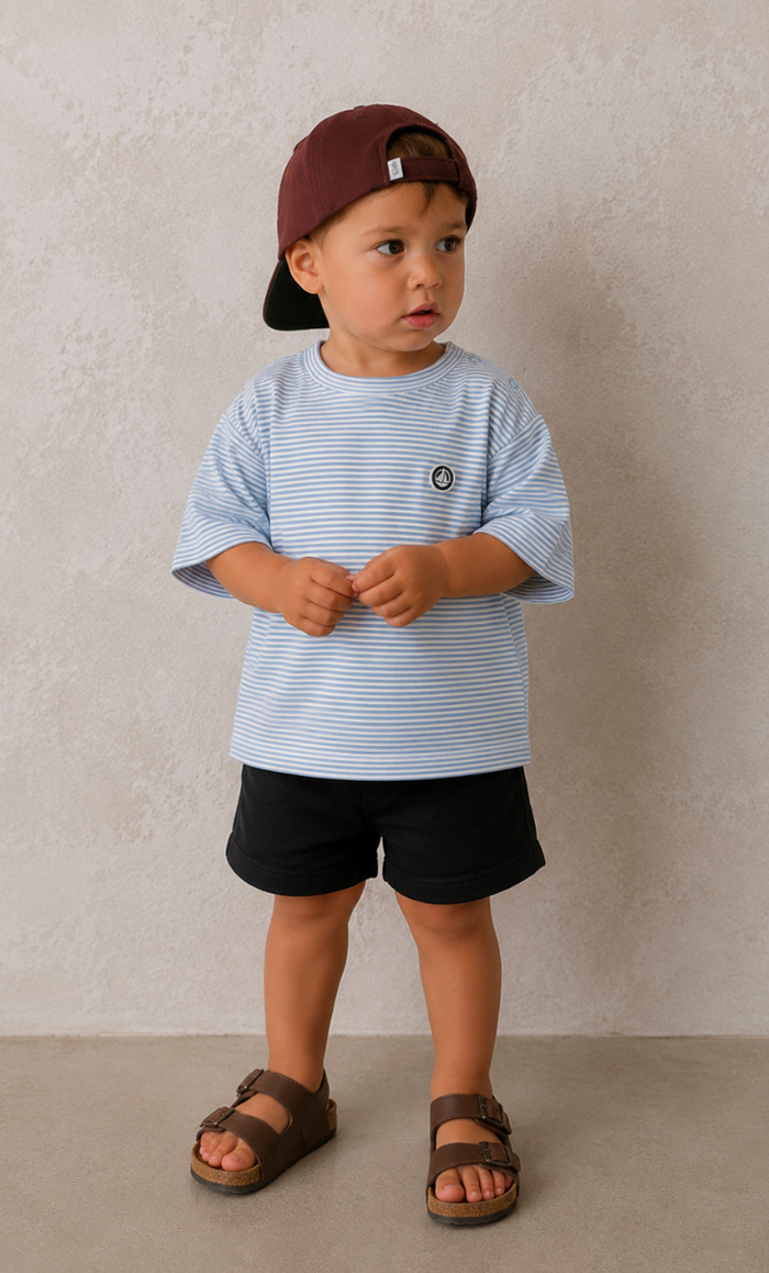 White Adriatic Blue Striped Tee