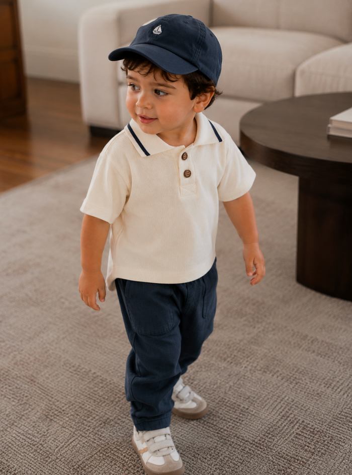 Navy Pants with stripe and Pocket