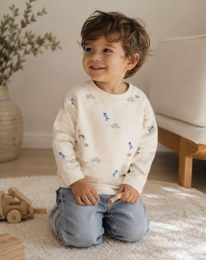 Ecru Dinosaur Print Baby T-Shirt