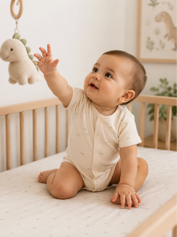 Mint Caterpillar Print Baby Bodysuit – Organic Cotton