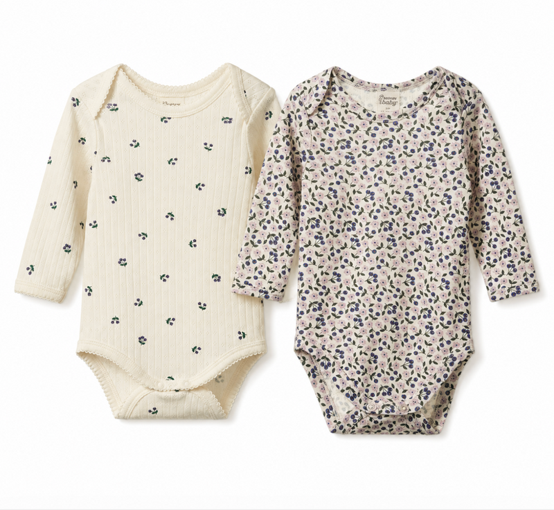 All-Season Bodysuit Duo — Ivory Pointelle & Lilac Merino