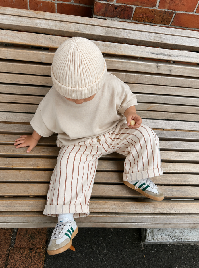 Brown stripe relaxed tapered baby pants