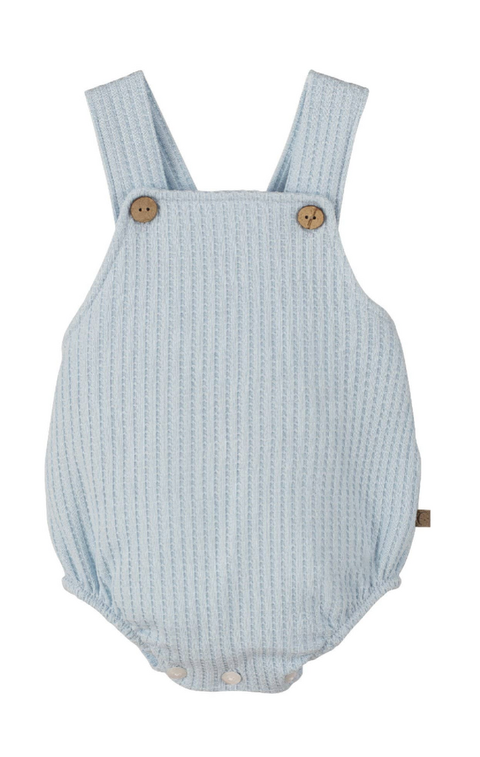 Baby blue knit cotton baby overalls