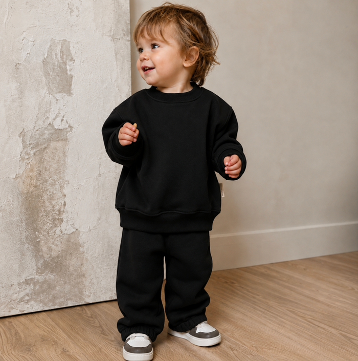 Fleece Cargo Baby Joggers - Black